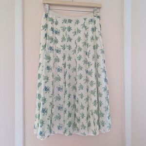 April Cornell Vintage Skirt Midi Pastel Green Blue Flowers Medium Large